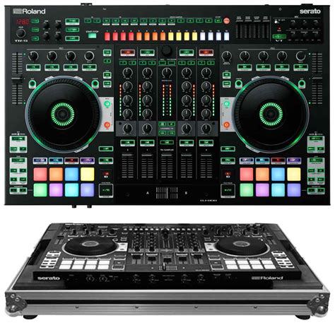 Roland DJ-808 4-Channel Mixer & DJ Controller with Odyssey FZRODJ808 Flight Zone Low Profile ...