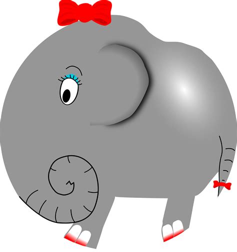 Clipart - Elephant Girl - Funny Little Cartoon
