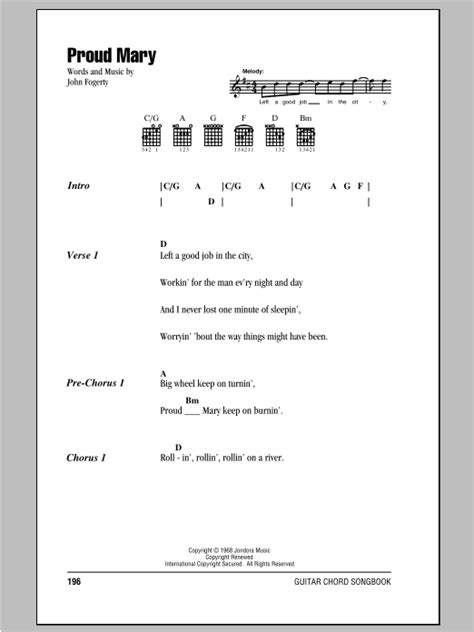 Proud Mary by Creedence Clearwater Revival Sheet Music for Guitar ...