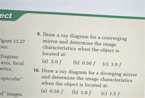 Solved 9. Draw a ray diagram for a converging mirror and | Chegg.com