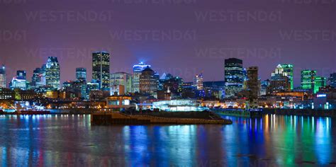 Skyline by night, Montreal, Quebec, Canada, North America stock photo