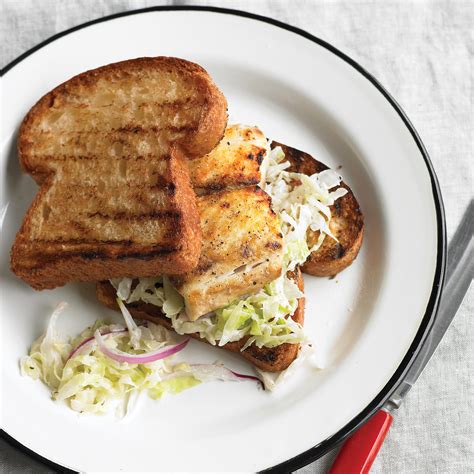 Grilled Fish Sandwich with Cabbage Slaw