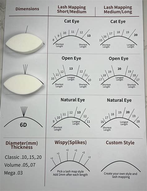 Lash Mapping Dimeånsion Chart & Lash Sponges for Lash Training