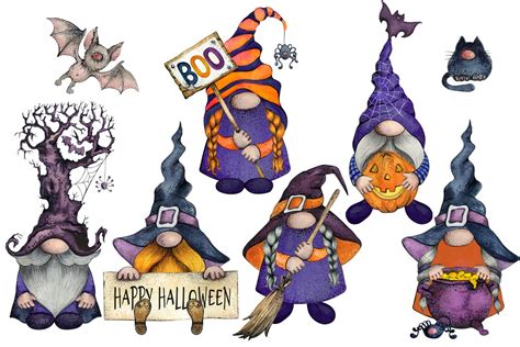 Cute Halloween Gnome Clipart Gnomes png Happy Halloween png | Etsy