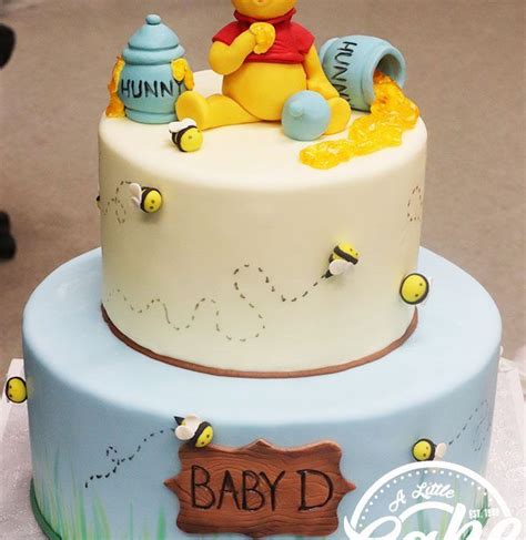 Winnie the Pooh baby Shower Cake | Baby birthday cakes, Bear baby shower cake, Shower cakes