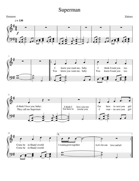 Eminem - Superman sheet music for Piano download free in PDF or MIDI