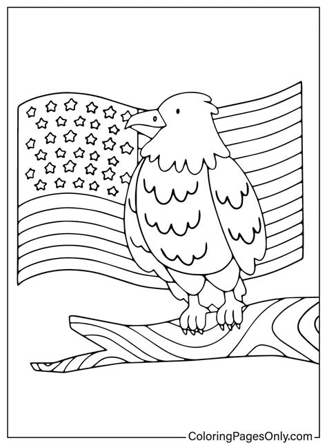 American Flag With Eagle - Free Printable Coloring Pages