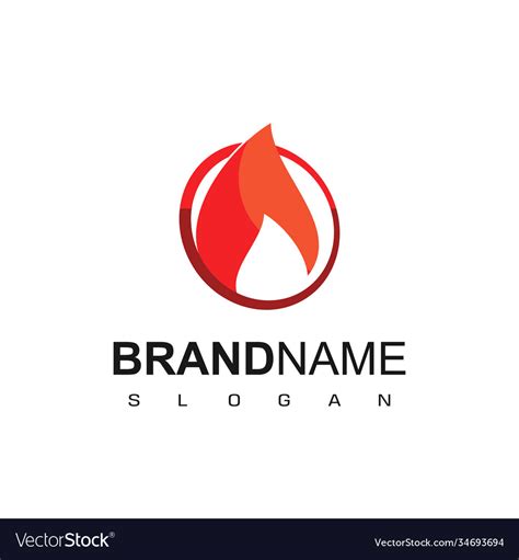 Flame logo template with circle outline Royalty Free Vector