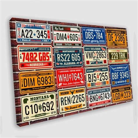 License Plates Canvas Wall Art Car License Plates Decor License Plates Wall Decor Vinrage Car ...