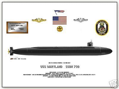 USS Maryland SSBN 738, US Navy Submarine Print | eBay