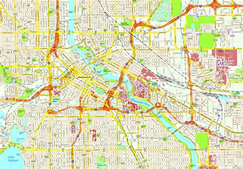 Minneapolis map. Eps Illustrator Vector City Maps USA America. Eps Illustrator Map | Vector ...