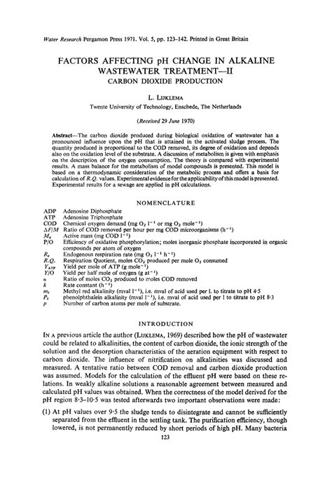 FACTORS AFFECTING Ph CHANGE in ALKALINE WASTEWATER TREATMENT--II CARBON ...