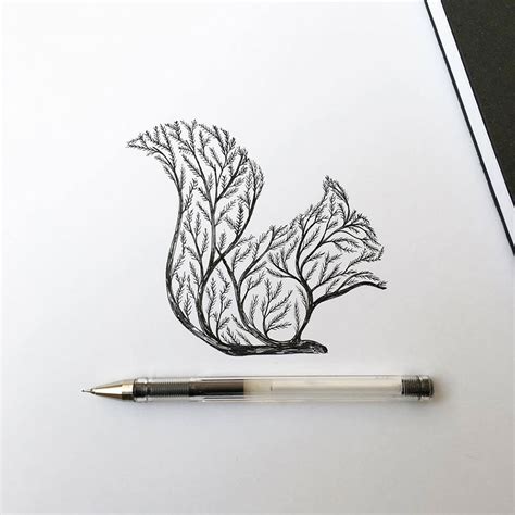 Trees Grow Into Majestic Animals In Pen & Ink Illustrations By Alfred Basha