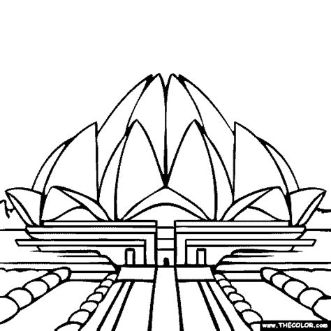 the lotus flower in front of a building that is surrounded by plants and flowers coloring pages,