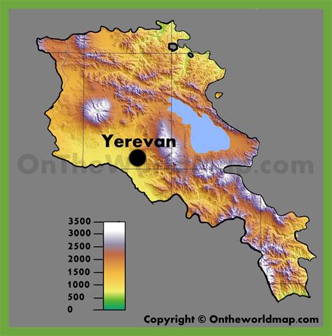 Physical map of Armenia - Ontheworldmap.com