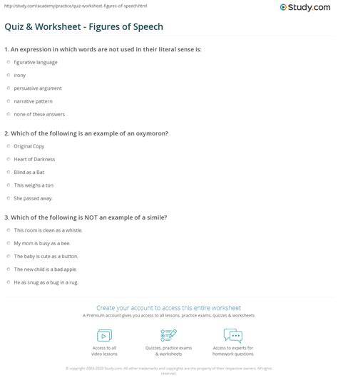 Quiz & Worksheet - Figures of Speech | Study.com