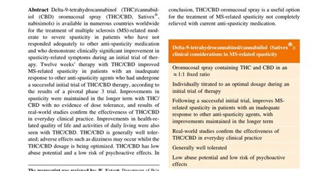 SATIVEX REDUCES MS-RELATED SPASTICITY : r/CEDFoundation