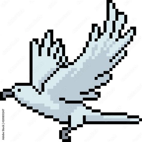 vector pixel art bird white Stock Vector | Adobe Stock