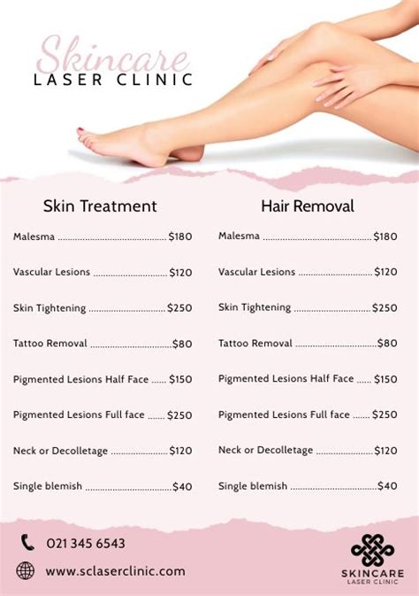 Pink Laser Clinic Price List Template | Laser clinics, Laser hair removal prices, Price list ...