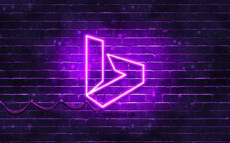 Download wallpapers Bing violet logo, 4k, violet brickwall, Bing logo, brands, Bing neon logo ...