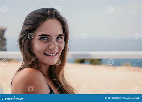 Happy Woman Portrait in Cafe. Boho Chic Fashion Style Stock Image - Image of city, leisure ...