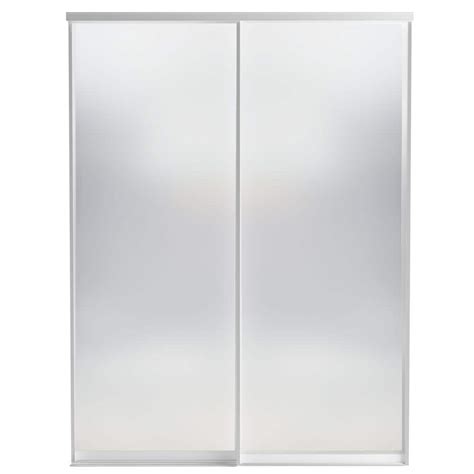 ARK DESIGN 60 in. x 80 in. 1 Lite Tempered Frosted Glass White Aluminum ...