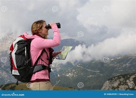 Searching the Destination while Hiking in the Mountains Stock Photo - Image of hiker, mountain ...