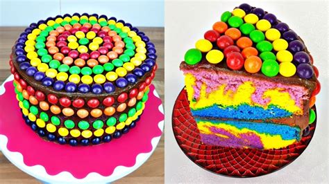 SKITTLES RAINBOW CAKE | M&M RAINBOW CAKE with Chocolate, Easy Recipe ...