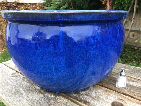 Two Large Blue Ceramic Glazed Earthenware Garden Pots/Planters | in Brighton, East Sussex | Gumtree