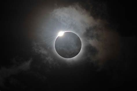 The Diamond Ring effect is shown following totality of the solar eclipse at Palm Cove in ...