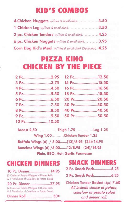 Pizza King Menu – WKVI Information Center