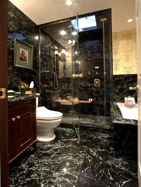 love the tile! | Black marble bathroom, Masculine bathroom design, Marble bathroom