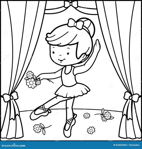 Ragazza Della Ballerina Che Balla in Scena Illustrazione Vettoriale - Illustrazione di pagina ...