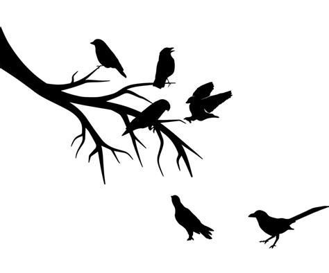 Bird with Tree Branch Silhouette Illustrations 11005701 Vector Art at ...