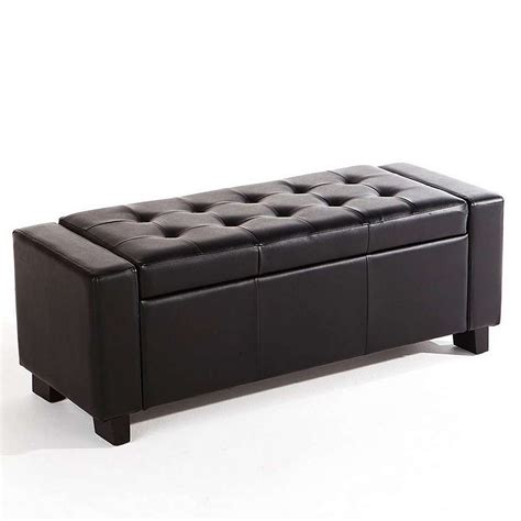 Verona Brown Faux Leather Ottoman | Faux leather ottoman, Leather storage bench, Leather ottoman