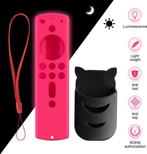 Amazon.com: Set Pink Glow Remote Cover and Remote Holder, Silicone Remote Cover for 4K Firestick ...