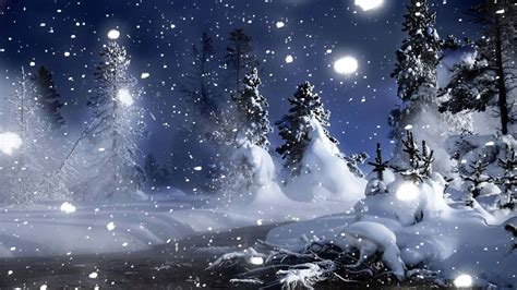 Download Night Scene Winter Wonderland Desktop Wallpaper | Wallpapers.com