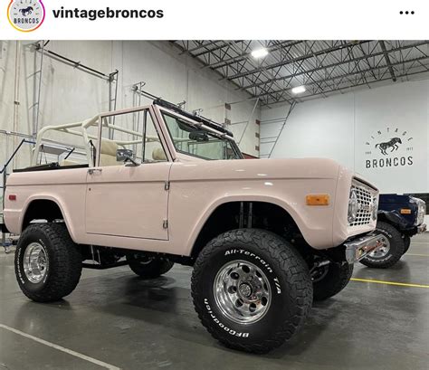 Pink Classic Bronco Truck in Garage