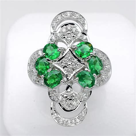 5x4mm t.w 6pcs Shocking Green Tsavorite Garnet Ring in 925 Sterling Silver | eBay