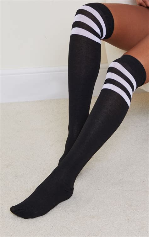 Black Knee High Referee Socks | Accessories | PrettyLittleThing