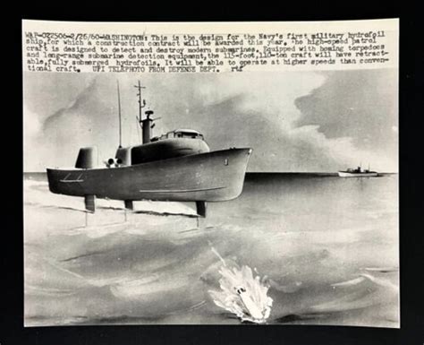 1960 Navy Hydrofoil Ship Design Submarine Destroyer Torpedo Vintage ...