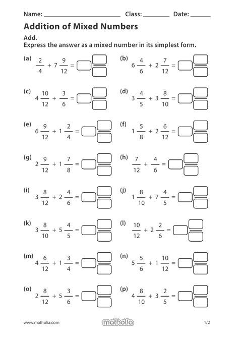 Adding Mixed Numbers Worksheet With Answers - worksSheet list