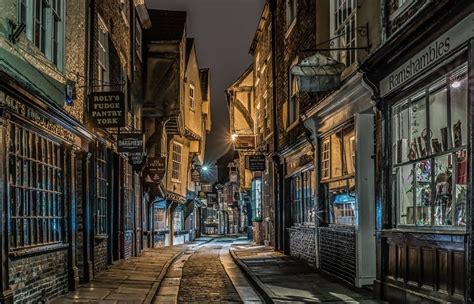 late night at the Shambles, York. photo, Philip Joel... | England, Great britain, Road