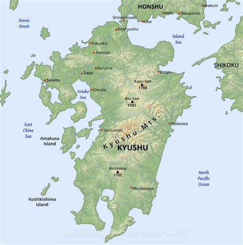 Kyushu Physical Map