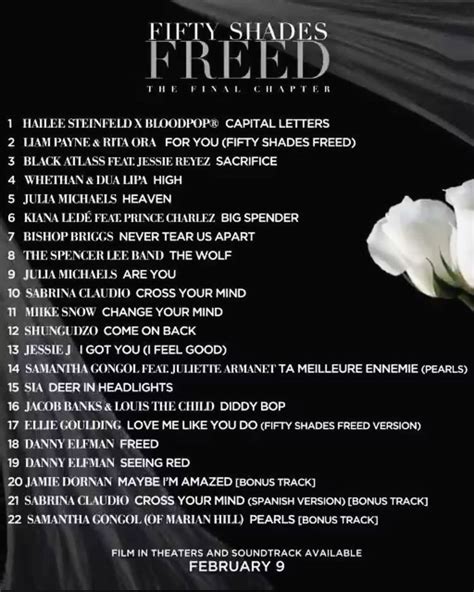 The official list from the Fifty Shades Freed soundtrack! 20. JAMIE DORNAN | Fifty shades, 50 ...