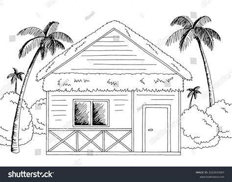 Hut House Graphic Black White Landscape Stock Vector (Royalty Free) 2222933067 | Shutterstock