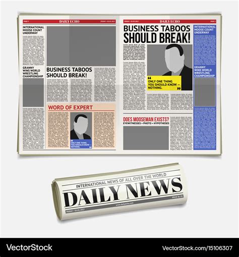 Daily newspaper template tabloid layout Royalty Free Vector