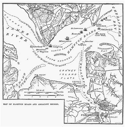 Map of Hampton Roads and adjacent shores