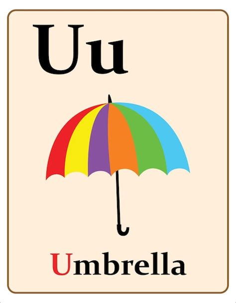 Premium Vector | Alphabet flashcard with letter u for umbrella