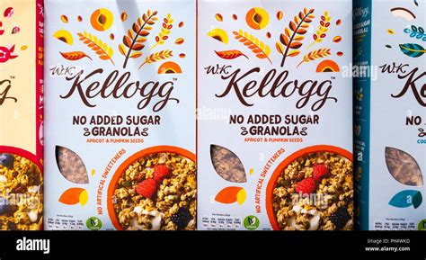 Kellogg`s granola breakfast cereals on supermarket shelf. UK Stock Photo - Alamy